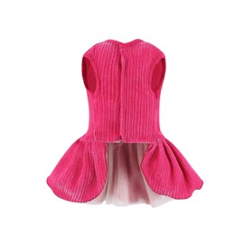 Dog Striped Dress,Pet Girl Bow Costume with Ring and Harness Leash,Dog Wedding Birthday Party Dress(Rose,Large)