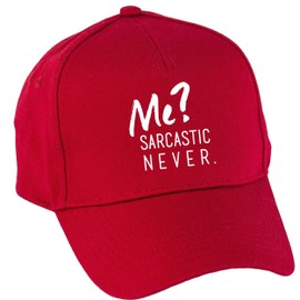 Hippowarehouse Me? Sarcastic Never Baseball Cap hat Premium Printed 5 Panel OneSize Adults Classic Red