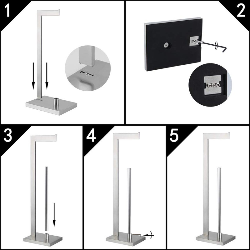 GERZWY Toilet Paper Holder Free Standing with Reserve, SUS 304