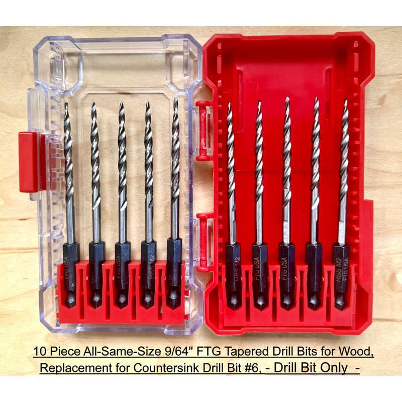 FTG USA 10 Pc 9/64" (#6) Tapered Drill Bits for