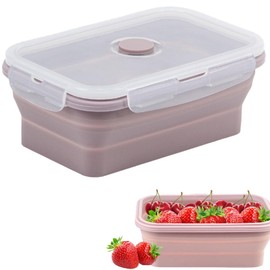 OKAWASI Silicone Folding Storage Container, 28.7 fl oz (800 ml) with Lid, Microwave-Safe, Dishwasher Safe, Compact, Bento Box, Camping, Commuting, Travel, Lightweight, Airtight Storage, Food Storage