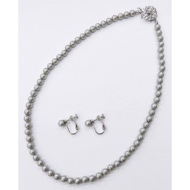 [Gray Series 6/40 cm Shell Pearl Necklace And Earring Set] Full Length 6 Sizes with Storage Case (40 cm)