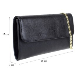 Girly Handbags Italian Leather Clutch Bag (Metallic Black)