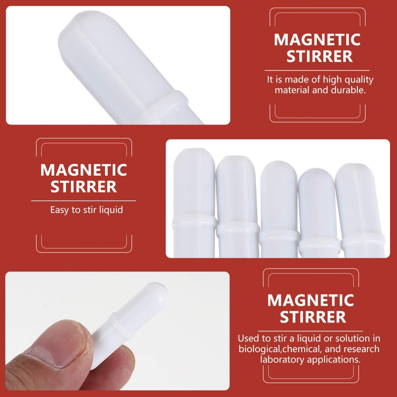 Iplusmile PTFE Magnetic Stirrer Mixer Bar - 5PCS Laboratory Stirring