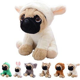 CASAGOOD Cute Pug Stuffed Animal Cosplay as White Sheep Lamb Plush Toys Soft Pug Dog Toy in Sheep Lamb Costume Great Plushies Toys Stuffed Animals for Kids and Lovers 12 Inch