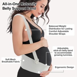 GLIDESMOOTH Pregnancy Belly Band, Maternity Belly Band with Adjustable Straps, Belly Bands for Pregnant Women, Maternity Belt, Gray, X-Large