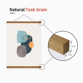 Goodsnetic Magnetic Poster Frame Hanger, Teak Wood 13inch Magnet Poster Frame for Poster Print Photo Picture Map Scroll and Artwork Wooden Frame Hanger Hanging Kit for Walls, 2 Pack