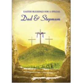 Dad & Stepmum Religious Easter Card - Christian Easter Card - A5 Size with Envelope