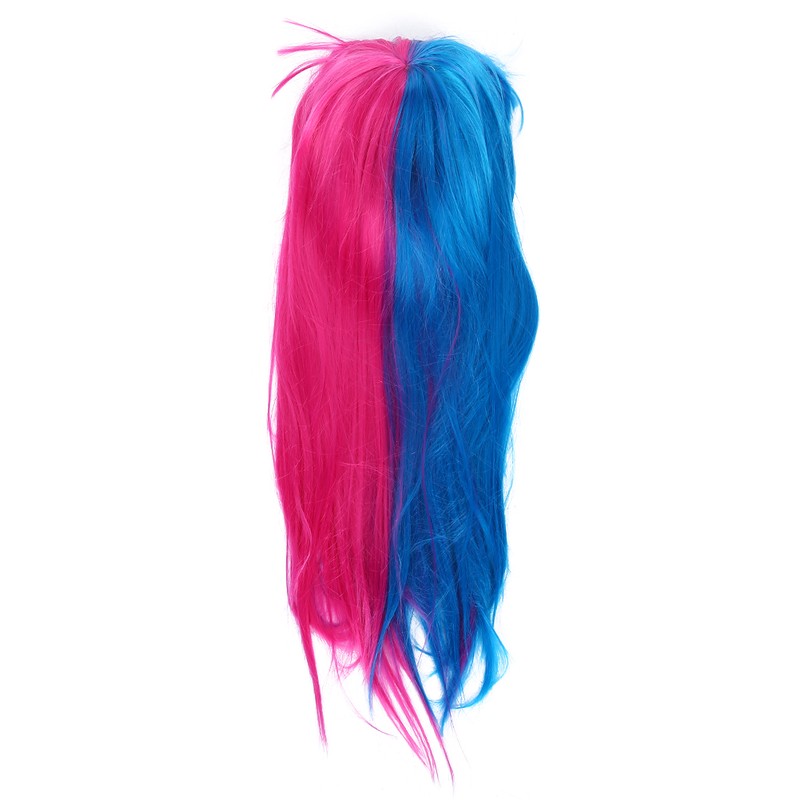 Long Straight Wigs Women Female Full Bangs Synthetic Hair Blue
