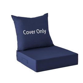 IPYNBAP 24x24x5.75 Inch Patio Cushion Covers for Deep Seat and Back, Water-Resistant & Fade-Resistant Outdoor Chair Cushion Cover Set, Replacement Cushions Covers with Handle and Ties, Navy Blue