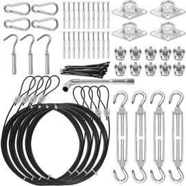 Sun Shade Sail Hardware Kit,304 Stainless Steel Cable Wire with Nylon Coating-4 PCS 10ft Sunshade Sail Hardware Kit,for Rectangle Triangle Square Sunshade Sail Installation for Outdoors,Garden,Railing | Jayzod