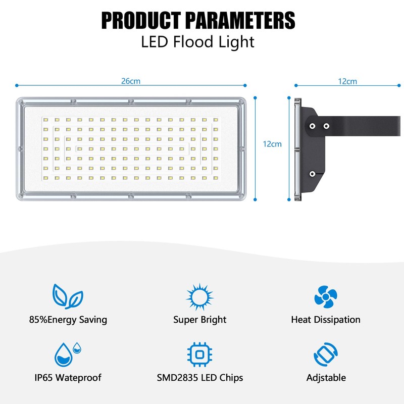 TOPAUBUB 100 W LED Floodlight Outdoor 10000 LM 1 Piece