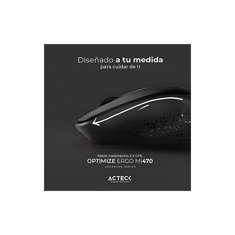 Acteck Mouse Inalambrico 2.4 GHz Optimize Ergo MI470 Diseño Ergonomico