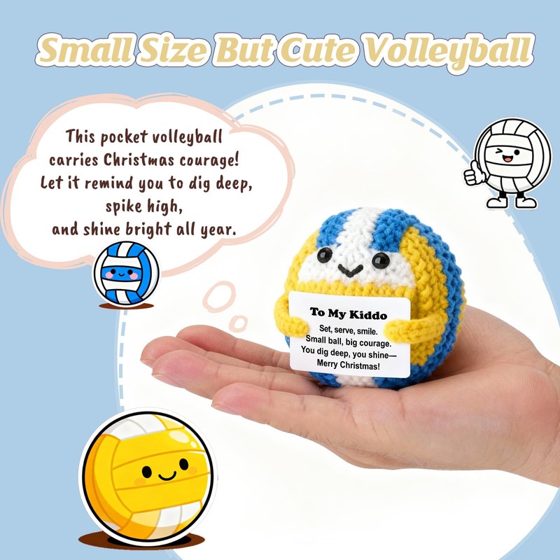 Weming Stocking Stuffers – Mini Crochet Volleyball Plush with Story