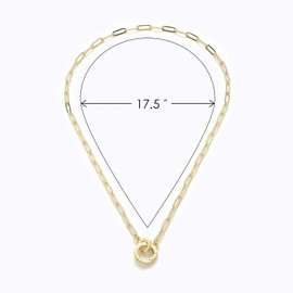 LANE WOODS Paperclip Necklace Pendant: 14K Gold Plated Dainty Link Chain Jewelry for Women, 18, Alloy Steel, No Gemstone