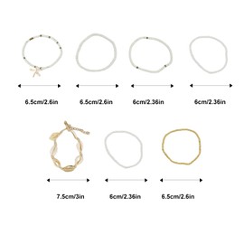 CHEERYMAGIC Summer Beach Bracelets for Women 7pcs Boho Beach Ankle Bracelet Shell Seashell Starfish Beaded Ankle Bracelets Set for Women Girls Seaside Holiday Vacation Jewelry Gifts A11BKZZSCL