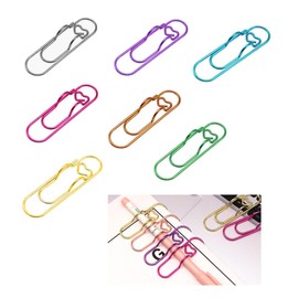 TUYOBG 7 Pack Colorful Metal Pen Holder Clips, Clip-on Pen Holders for Notebooks, Journals, and Planners, Paperclip Pen Holder Bookmark, Reusable Stationery Tool for Students, Office, and Daily Use