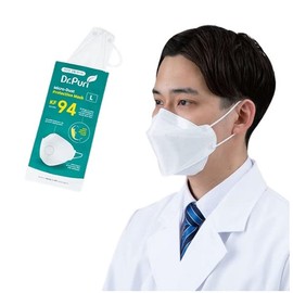 Azuwan KF94 Splash Protection Mask, Diamond-Shaped, 4-Layer Filter, 20 Bags, 99% Bacteria Filtration Efficiency, Non-woven Fabric, Soft Ear Band, White, L