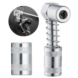 Luminuti 1 Pcs Silvery 90 Degree Grease Coupler Adapter Kit with Sleeves, Grease Gun Coupler Snaps Suitable for Most Cars, Trucks, Suvs