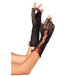 Leg Avenue 21292 Basic Gloves Handschuhe, Damen, Black & red, One Size
