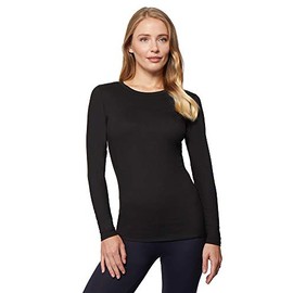 32 DEGREES Heat Womens Lightweight Thermal Baselayer Long Sleeve Crew Top, Black, Large