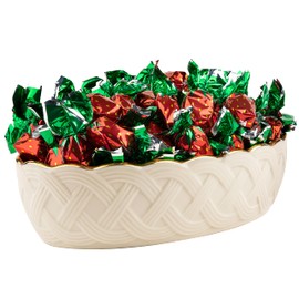 Strawberry Hard Candy 2Lb Bulk Bag - Red & Green Wrapped Bon Bons - Freshly Packaged By Snackadilly.