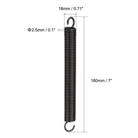 TOP-VIGOR 1Pcs Extension Compressed Spring, 2.5mm Wire Dia, 18mm OD, 180mm Free Length Durable Steel Compression Springs, Small Dual Hook Extended Tension Springs