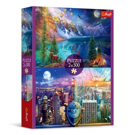 Trefl 37500 2-in-1: Amerikareise-2 x 500-Piece Set of Two Puzzles, DIY, Creative Entertainment, for Adults and Children from 10 Years, Multicoloured