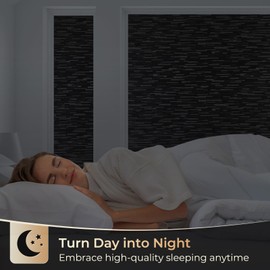 rabbitgoo Blackout Window Film, Sun Blocking Privacy Film for Room Darkening, Removable Black Out Vinyl Cover Tint for Home Day Sleep, Anti-UV Frosted Glass Clings, Black, 35.4 x 78.7 Inches