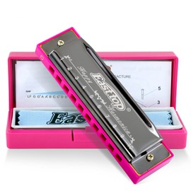 East top East top Blues Harmonica, Diatonic 10 Holes C Key Happy Harmonica Mouth Organ for Beginner,Kids,Children,Students,Gift,with Carrying Plastic Case,Clean Cloth and Manual