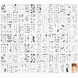 Rosymormor 90 Blätter Temporäre Tattoos für Frauen Erwachsene, 400 Stile+ Kleine Fake-Tattoo-Aufkleber, Langlebige Realistische Tattoos für Mädchen Körperkunst Karneval Coachella Musical Party Kostüm