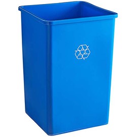 PRO&Family 140 Qt. / 35 Gallon / 132 Liters Blue Square Recycle Bin with Swing Lid. Trash Bin Kitchen Garbage Can Waste Basket Recycle Bin