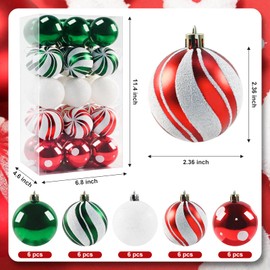 Christmas Balls Ornaments for Xmas Tree- 30Pcs Shatterproof Christmas Tree Balls Decoration, 2.36" Hanging Balls Muti-Color Christmas Ball Ornaments Set for Party Decoration Perfect Super Bulbs
