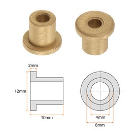 HARFINGTON 6pcs Flange Bearing Sleeve 4mm Bore 8mm OD 10mm Length 2mm Flange Thickness Bronze Bushing Self Lubricating Bushings Sleeve for Industrial Equipment