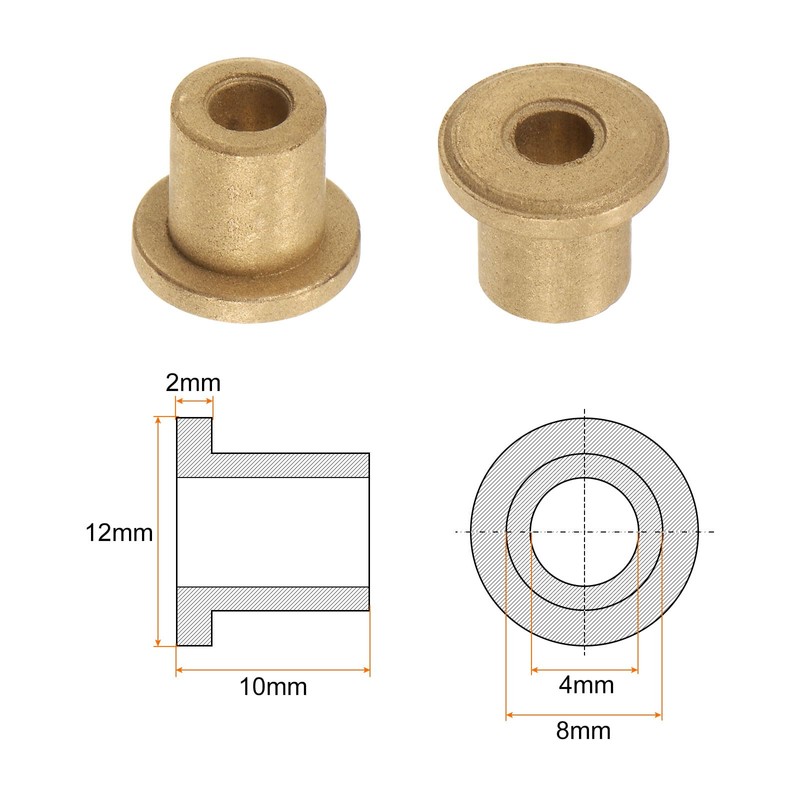 HARFINGTON 6pcs Flange Bearing Sleeve 4mm Bore 8mm OD 10mm