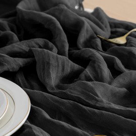 ButterMelt 4 Pack Black Cheesecloth Table Runner, 35x120 Inch Long Gauze Decor for Baby Shower, Bridal Shower or Wedding Party