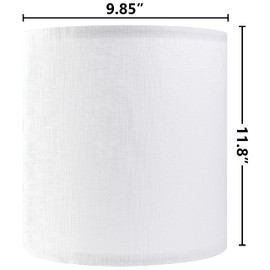 Set of 2 White Tall Linen Drum Lamp Shades Modern Lamp Shade 9.8" Top x 9.8" Bottom x 11.8" High (Spider) Medium Lampshade for Table & Beside Lamp - Lampshades Replacement By GO&SO
