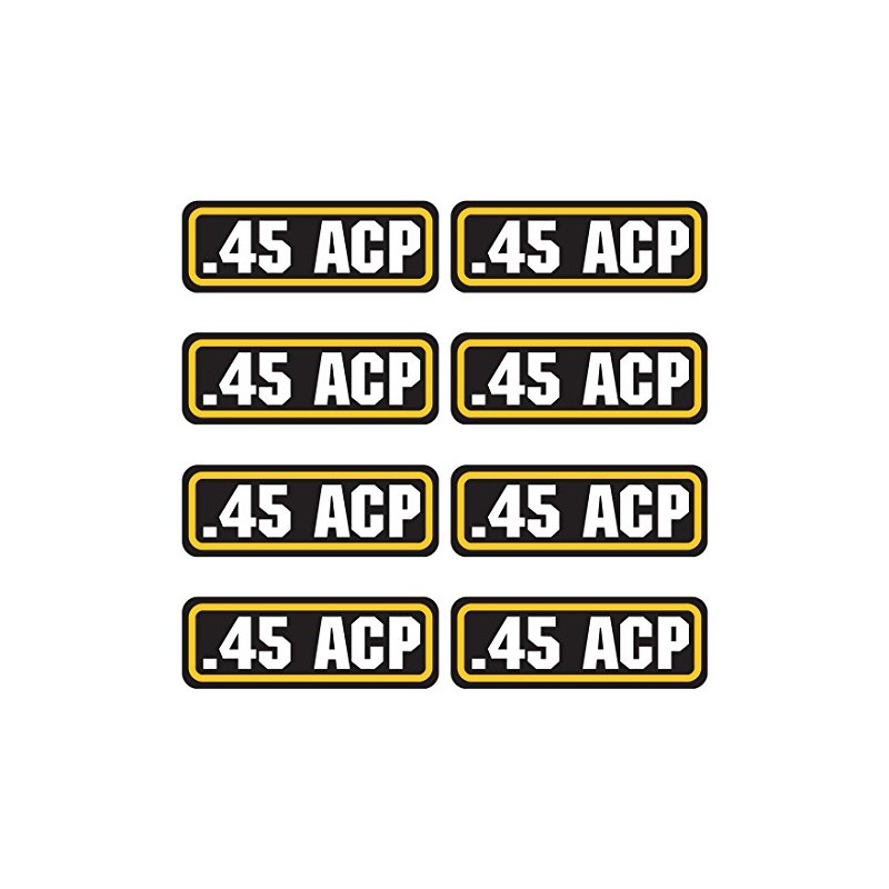 45 ACP Ammo Stickers 8 Pack