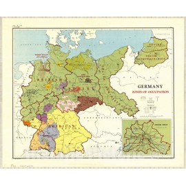 Historic Pictoric Map : Germany 1946, Germany, Zones of Occupation, Antique Vintage Reproduction : 24in x 20in