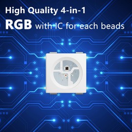 Aurevita WS2812b LED Strip RGB IC, IP30 Printed Circuit Board Made of Copper, Double Layer, Individually Addressable, LED Strip, DIY Project 5050 LED Strip WS2812 (5 m, 300 LEDs, Black)