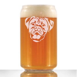 Boxer with Natural Ears - Beer Can Pint Glass - Fun Unique Boxer Themed Dog Gifts and Party Decor for Women and Men - 16 oz