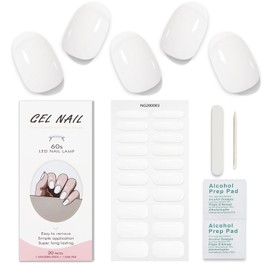 JMEOWIO Semi Cured Gel Nail Strips White Gel Nail Stickers Nail Supplies Nail Art Design Decoration Accessories