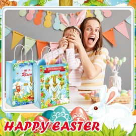 Silkfly 48 Pieces Easter Gift Bags Bulk He Is Risen Gift Bags with Handle Easter Paper Party Favor Church Religious Christian Treat Supplies for Religious Party Decorations