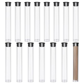 CHGCRAFT 15 Pcs Clear Plastic Tube with Black Lid Transparent Plastic Tube Clear Storage Holder Clear Bead Containers for Store Incense Sticks Beads 4.8 inches