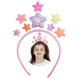 Headband Stars Colourful Headband Stars Glitter Stars Headband Children Girls Women Stars Headband Carnival Hair Band Hair Accessories Headband Christmas Stars for Carnival Birthday Party (Pink)