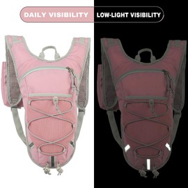 Lightweight Hydration Backpack 2L Water Bladder Pack - Pink | Water Backpack for Women Running, Cycling, Hiking | Lightweight, Anti-Theft, Reflective Design