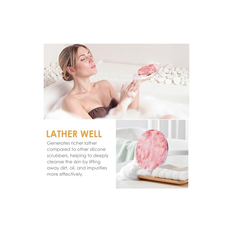 Innerneed Limpiador Corporal Magnético Silicona Cepillo Higiénico Ducha Color Rojo