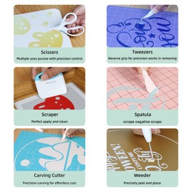 REALIKE Craft Weeding Tools for Vinyl Cardstock Crafting Basic Set Scraper/Spatula/Scissors/Tweezers/Weeder Tool Kit for Cricut/Silhouette/Siser HTV/Oracal Vinyl