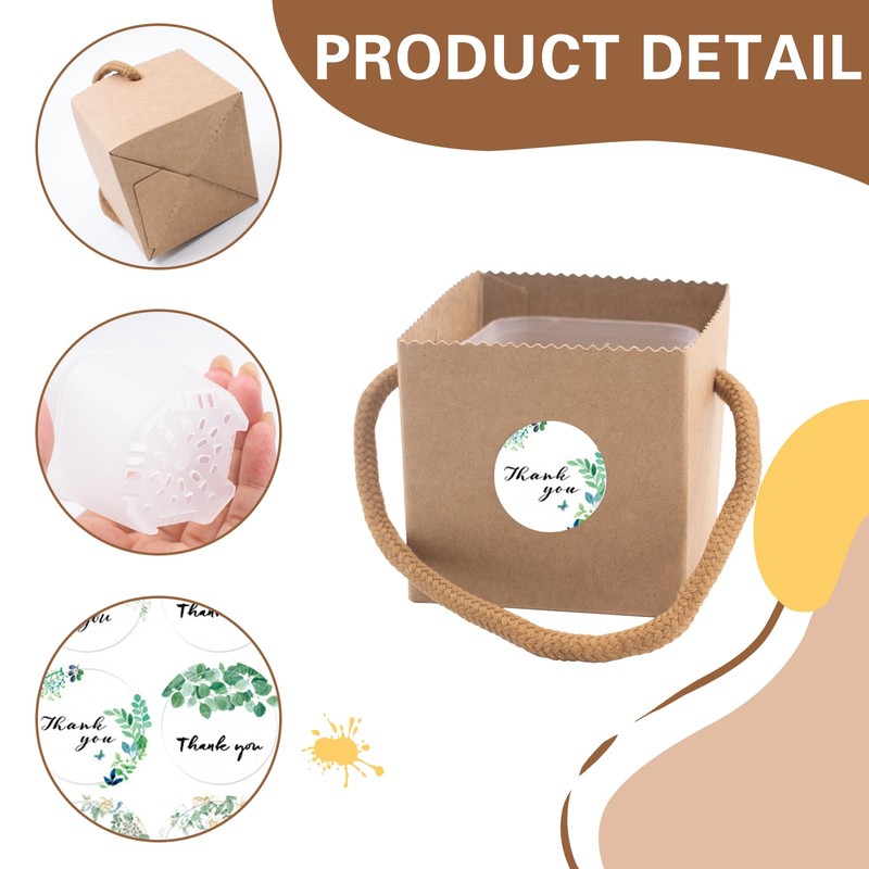 20 Set Mini Succulent Pot and Kraft Paper Bag, Waterproof