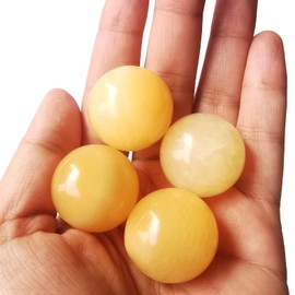 Lovionus89 Lovionus89 4Pcs Healing Crystal Ball Divination Sphere, 25mm Hand Carved Gemstone Home Decoration Small Fengshui Balls, Yellow Jade